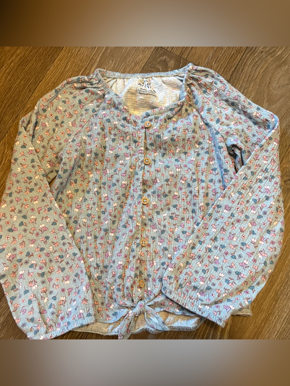 Carter's Light Blue Floral Button-Front  Top